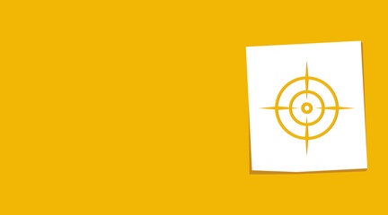 Target Symbol Icon on Paper Note, vector illustration. Flat design style.