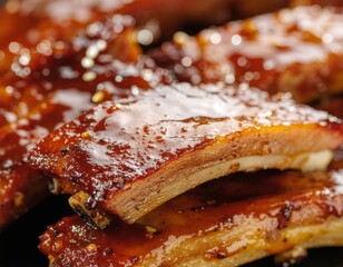 Delicious BBQ Ribs close-up shot