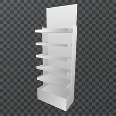 Empty White Supermarket Gondola Shelf Mockup for Product Placement in Grocery or Retail Stores © AKHMADFAIZUL