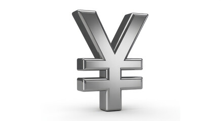 Obraz premium Shiny silver yen symbol on white background currency