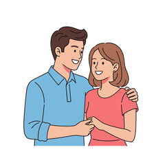 Obraz premium Happy Couple Holding Hands, Smiling Together, Romantic Relationship