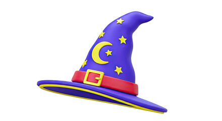 Purple Wizard Hat with Moon and Stars