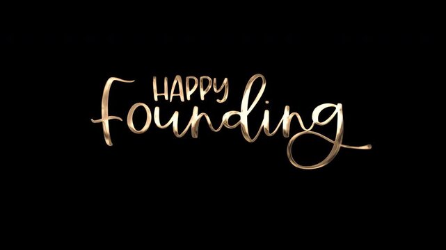 Happy founding in gold script on black background. Perfect for celebratory events, corporate presentations, invitation cards, greeting messages, and banners.