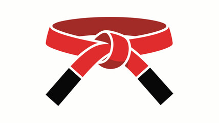 Red Martial Arts Belt Tied In Knot, karate judo taekwondo belt vector © ayat 02