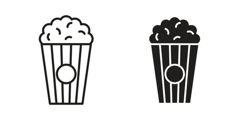 Popcorn icon linear symbol. Vector Designs. © Rubina