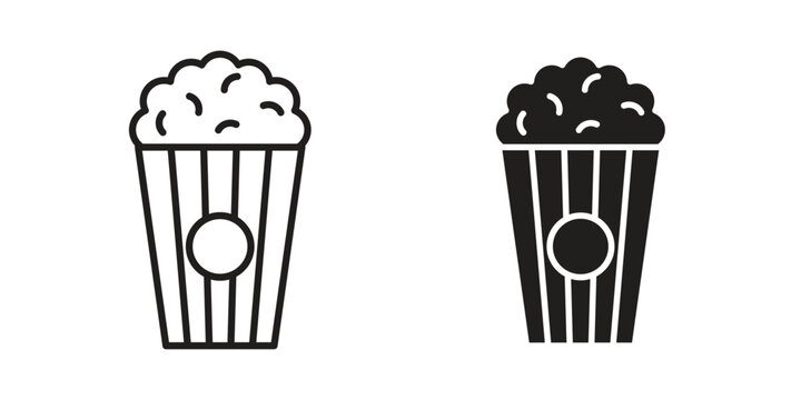 Popcorn icon linear symbol. Vector Designs.
