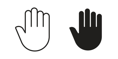 Obraz premium Raised hand icon linear symbol. Vector Designs.