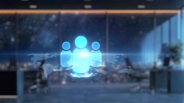 A human hand reaches out to connect with a robotic hand, surrounded by digital icons. This video captures the essence of human-robot collaboration in a tech-driven workspace. Auvana