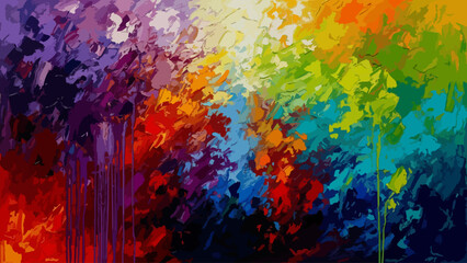 Fototapeta premium Abstract expressionist painting with vibrant, colorful brushstrokes and dynamic texture
