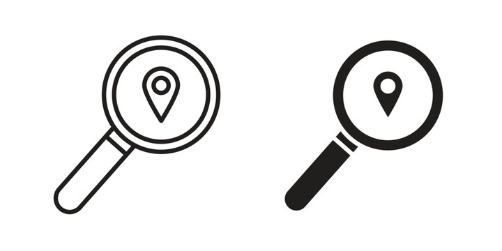 Search Location icon linear symbol. Vector Designs.