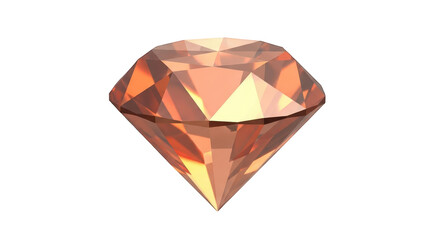 Orange diamond gemstone with facets and brilliance isolated on transparent background