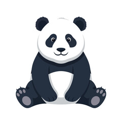 Fototapeta premium Cute Sitting Panda Bear Cartoon Illustration