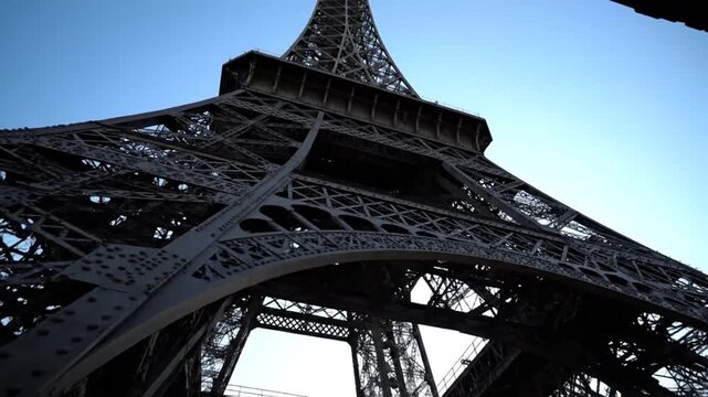 Eiffel Tower Silhouette Against Blue Sky.