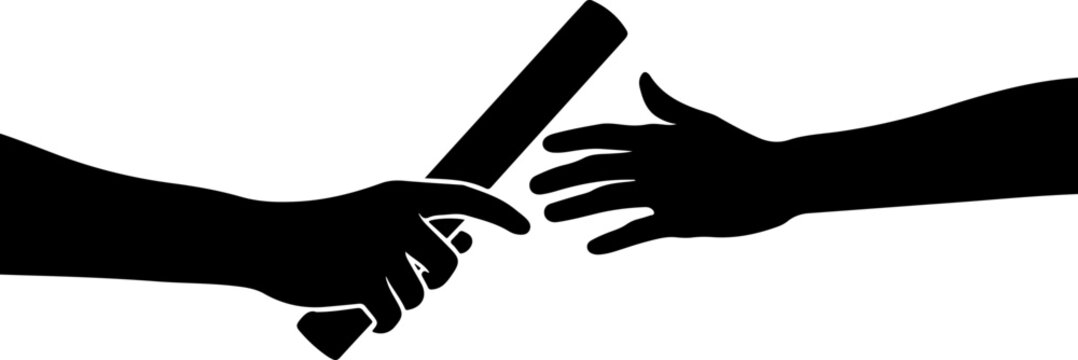 Vector illustration of two hands passing a baton
