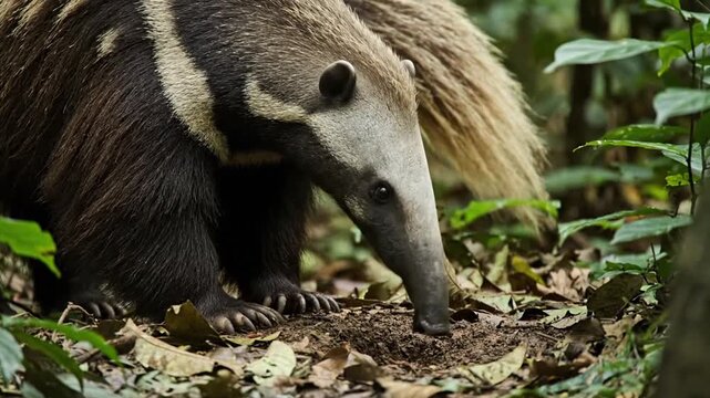 Giant Anteater Foraging in Forest Floor.