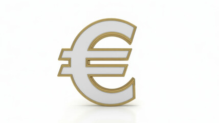 Obraz premium White euro symbol with gold outline