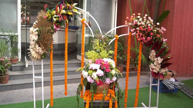 Beautiful flower decoration at an Indian wedding