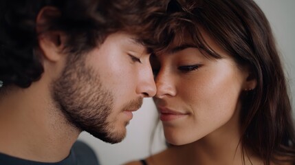 Obraz premium Two people share a tender intimate moment of connection and affection