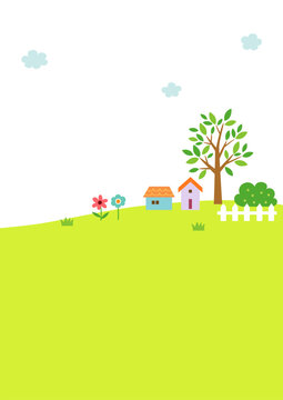 Spring green nature landscape background.