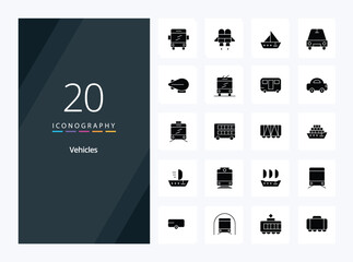 20 Vehicles Solid Glyph icon for presentation. Vector icons illustration © Fazle