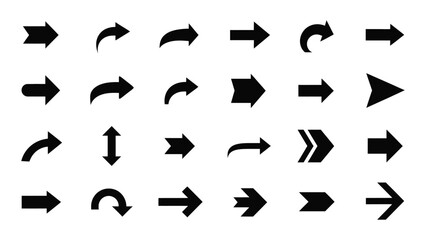 A collection of black arrows on a white background