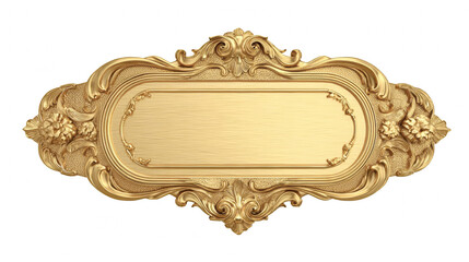 Elegant golden vintage ornate frame with decorative scrollwork isolated on white background