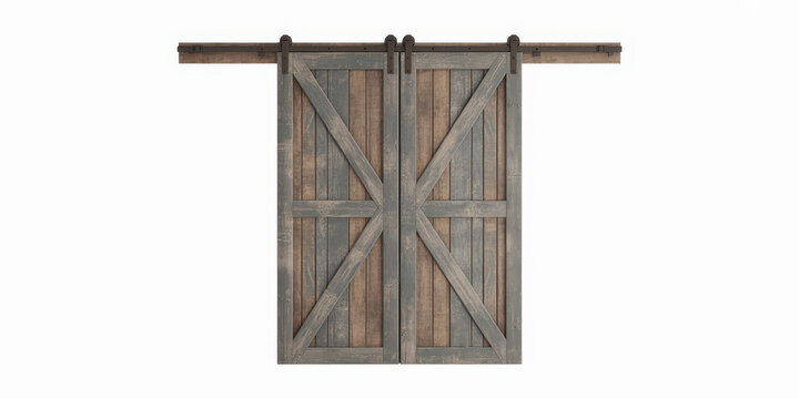 Wooden sliding barn doors with metal track