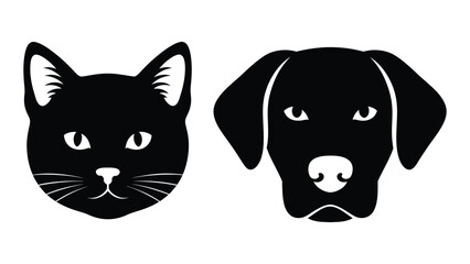 Black cat and dog head silhouettes side by side © Juma