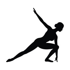 Fototapeta premium Woman Doing Pilates Stretch Silhouette Minimal Vector
