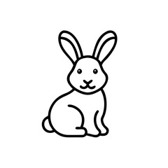 Fototapeta premium Easter bunny sitting and looking friendly in simple line art 