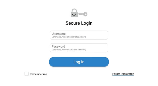 Vector login page icon, secure login screen