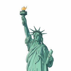 Fototapeta premium Statue of Liberty holding torch and tablet, iconic symbol of freedom and democracy in New York City