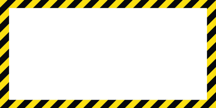 Black and yellow hazard stripe frame. Warning caution border background. Vector Illustration.