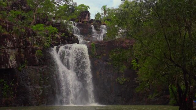 Cedar Creek Waterfall Australia Falls Conway Forest Reserve National Park Whitsundays island region cloudy tropical jungle forest rainy season freshwater swimming Proserpine Airlie Queensland static