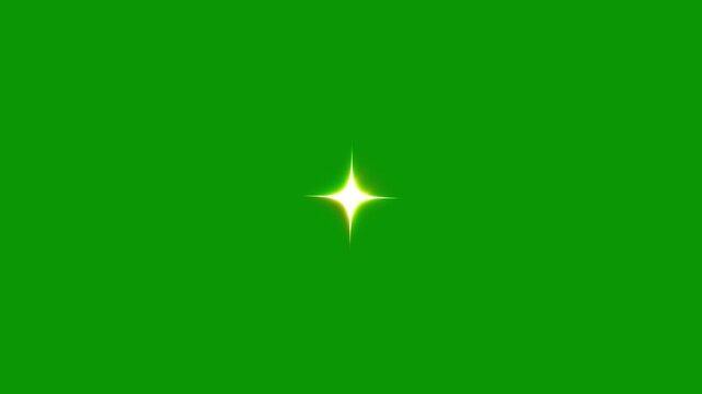 Aesthetic white star twinkle, hand drawn doodle animation on green screen, flat vector glitter particles, glowing star effect for video editing, 4k resolution festive star overlay loop.