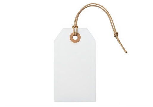 White tag with string isolated on transparent background