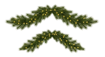 Obraz premium Two christmas garlands with lights transparent background cutout png