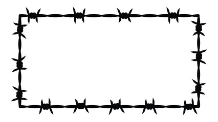 A rectangular shape made of barbed wire on a white background