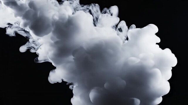 White smoke or ink expanding in dark liquid creating abstract shapes