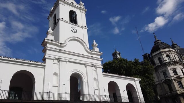 Cabildo de Buenos Aires Colonial Clocktower Historic Landmark in Plaza de Mayo Argentina