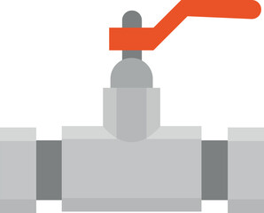 Fototapeta premium Pipeline adapter with red tap handle color icon