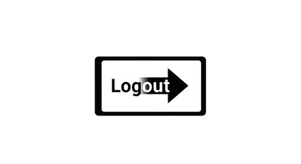 Logout button sign with right arrow on white background