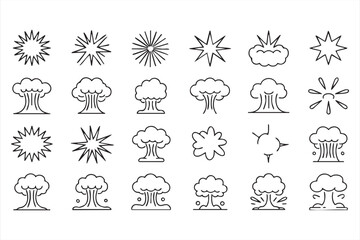 Obraz premium Minimal Comic Explosion and Smoke Cloud Icon Pack for Graphic Effects