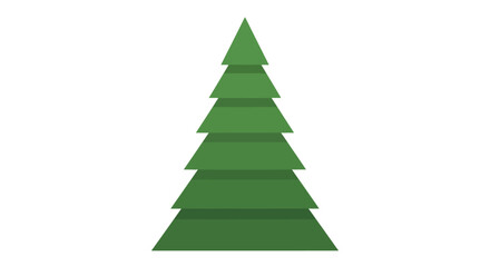 Minimalist layered green Christmas tree graphic illustration on white