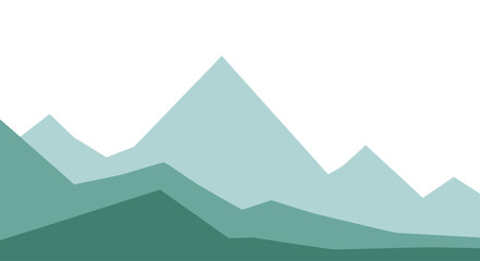 Minimalist layered mountain landscape illustration in green colors