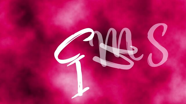 Vibrant Pink Abstract Smoke Background with White Music Script Typography Lettering mixing up