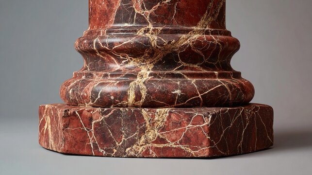 porphyry. A deep red porphyry column base from ancient Rome with a polished smooth surface and intricate veining. real-estate listings.