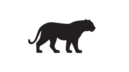 Obraz premium Black Panther Silhouette in Minimalist Style with Solid Color on White Background for Wildlife Conservation