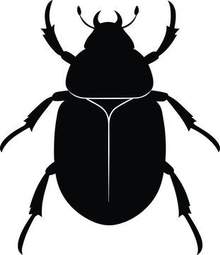 Dung beetle silhouette vector art illustration and minimal black and white design