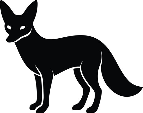 Fennec fox silhouette vector art illustration and minimal black and white design
